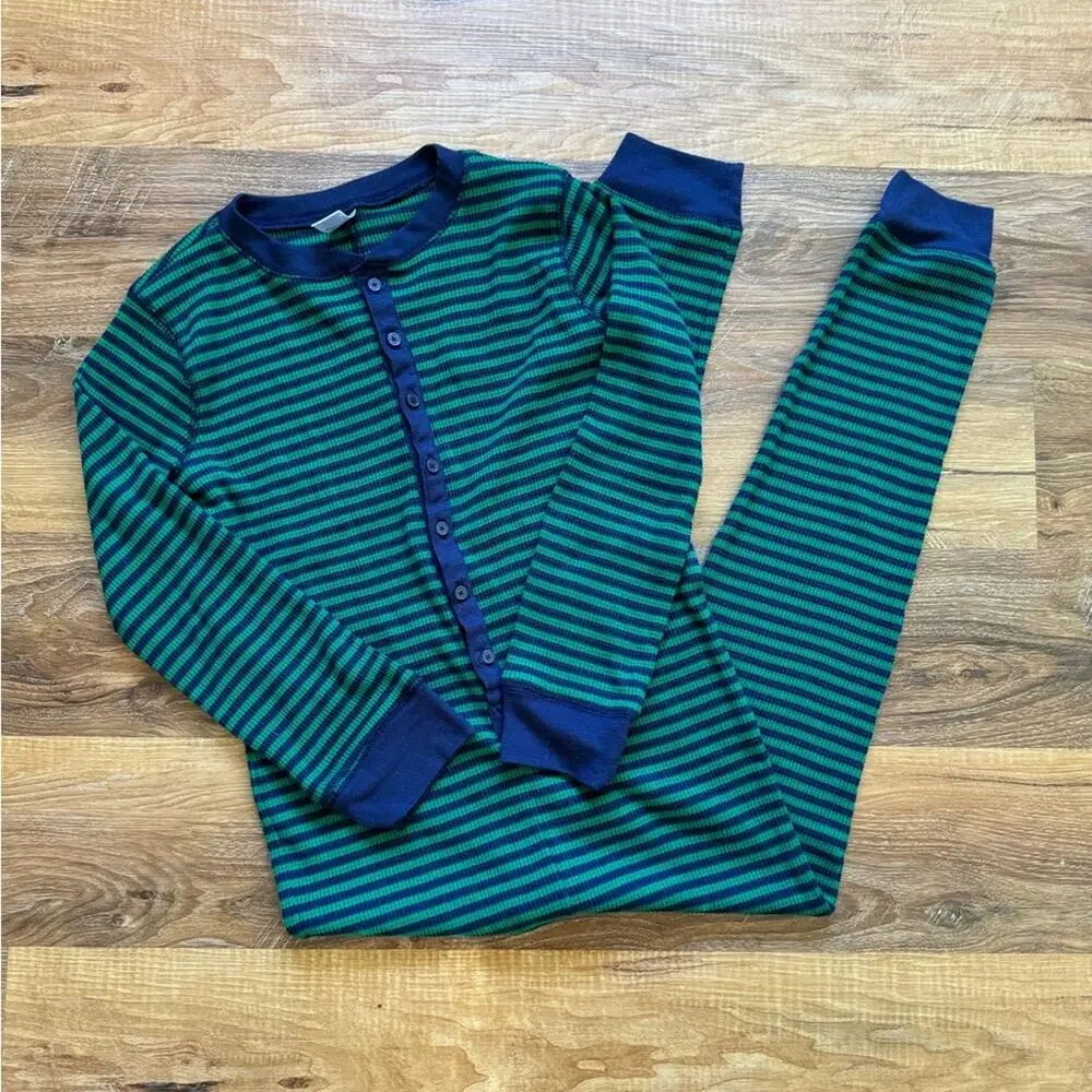 Gap Kids’ One Piece Onesie Pajama Unisex Blue Green Stripes Size 10
